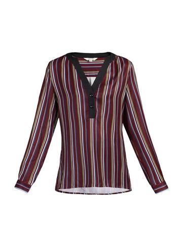 Dorothy Perkins *jolie Moi Dark Red Striped Blouse