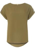 Dorothy Perkins Khaki Button T-shirt