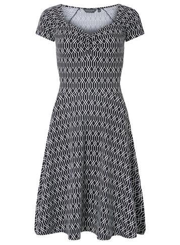 Dorothy Perkins *tall Navy Geometric Print Sweetheart Neck Skater Dress