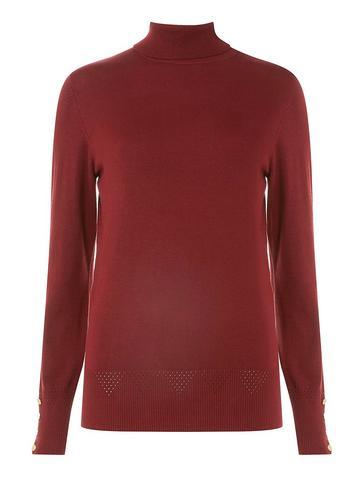 Dorothy Perkins Burgundy Aztec Roll Neck Jumper
