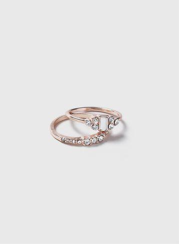 Dorothy Perkins Rose Gold Stone Ring Pack