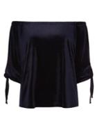 Dorothy Perkins *only Navy Velvet Tie Sleeve Top