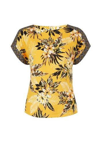 Dorothy Perkins Petite Yellow Tropical Print Top