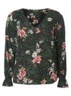 Dorothy Perkins Green Floral Print V-neck Blouse