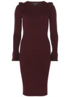 Dorothy Perkins Burgundy Ruffle Shoulder Knitted Dress