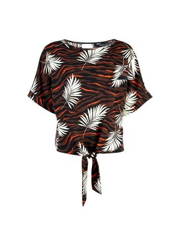 Dorothy Perkins Chocolate Animal And Palm Print Tie T-shirt