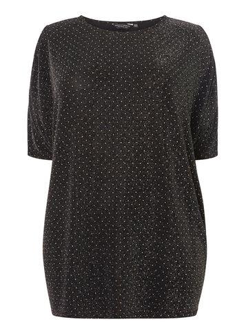 Dorothy Perkins Dp Curve Black Stud Sparkle Cold Shoulder Top