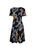 Dorothy Perkins *tall Black Tropical Print Dress