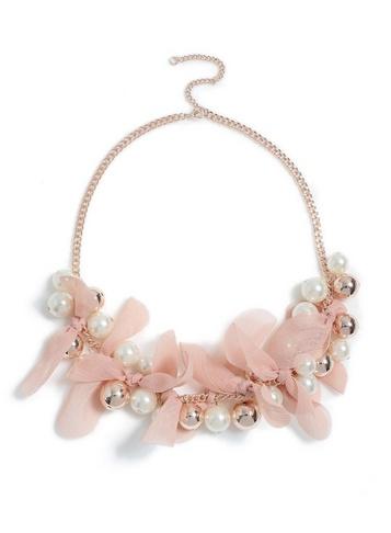 Dorothy Perkins Pink Fabric Flower Necklace