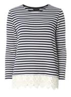 Dorothy Perkins Navy Stripe Lace Jersey Knitted Top