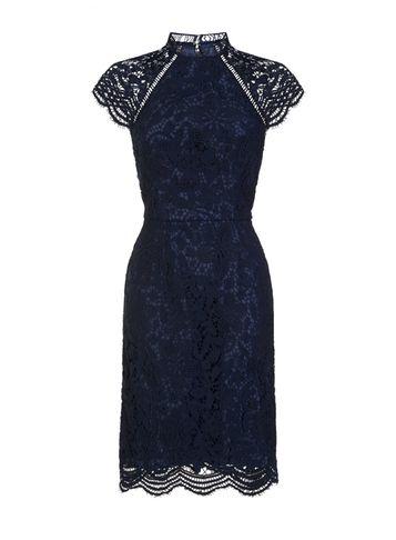 Dorothy Perkins *chi Chi London Navy Crochet Shift Dress