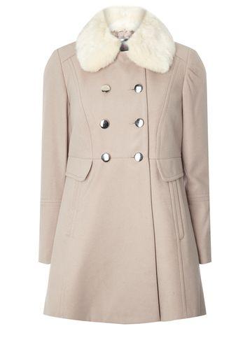 Dorothy Perkins Petite Mink Faux Fur Collar Coat