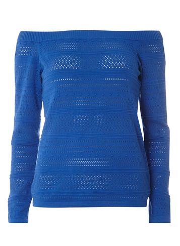 Dorothy Perkins Blue Pointelle Bardot Knitted Jumper