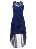 Dorothy Perkins *quiz Navy Lace Dip Hem Dress
