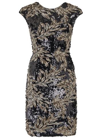 *little Mistress Black Sequin Mesh Midi Dress