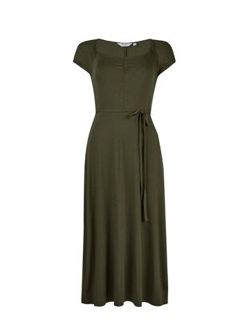 Dorothy Perkins Petite Khaki Ruched Maxi Dress