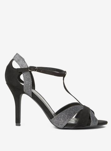 Dorothy Perkins Wide Fit Black Brooklyn Heeled Sandals