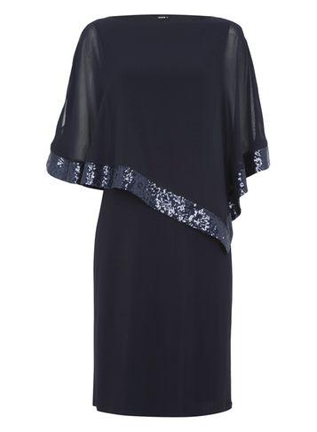 Dorothy Perkins *roman Originals Navy Chiffon Overlay Dress