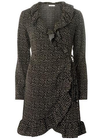 Dorothy Perkins *vila Black Spotted Ruffle Dress