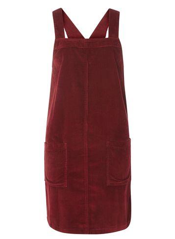 Dorothy Perkins *tall Burgundy Cord Pinafore Dress