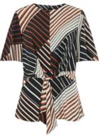 Dorothy Perkins *tall Multi Coloured Stripe Print Knot Front Top