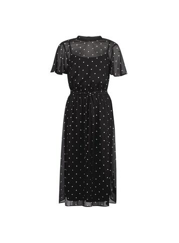 Dorothy Perkins Black Spot Print Belted Fit And Flare Dress