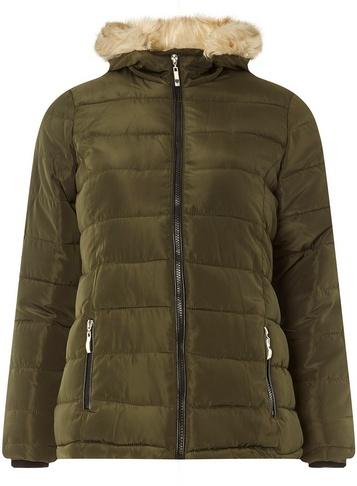 Dorothy Perkins Petite Khaki Puffer Coat