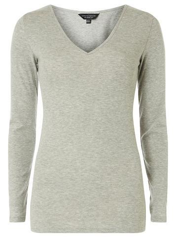 Dorothy Perkins Grey V-neck Top