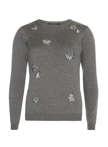 Dorothy Perkins Grey Embroidered Butterfly Print Jumper