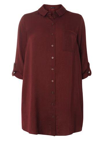 Dorothy Perkins Dp Curve Wine Satin Longline Shirt
