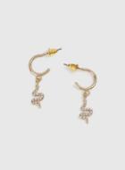 Dorothy Perkins Gold Snake Rhinestone Huggie Earrings