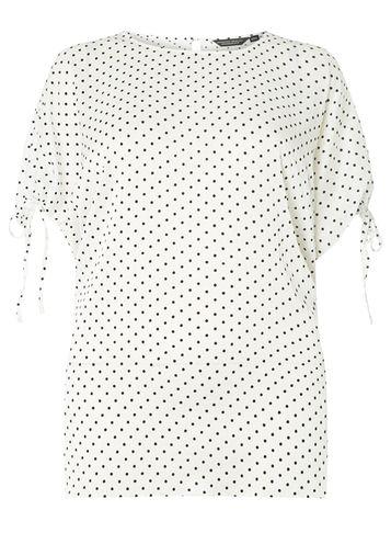 Dorothy Perkins Dp Curve White Spotted Cuff Sleeve Top