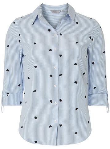 Dorothy Perkins Petite Blue Embroidered Shirt