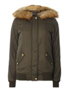 Dorothy Perkins *tall Faux Fur Hooded Bomber Jacket