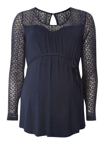 Dorothy Perkins *mamalicious Navy Lace Trim Jersey Top