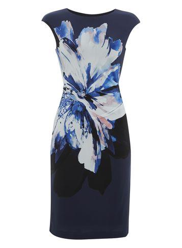 Dorothy Perkins *roman Originals Navy Placement Print Dress