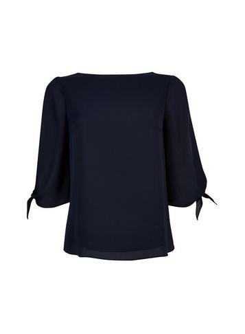 *billie & Blossom Navy Tie Sleeve Blouse