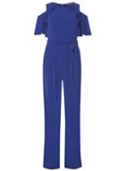 Dorothy Perkins *tall Cobalt Ruffle Front Jumpsuit