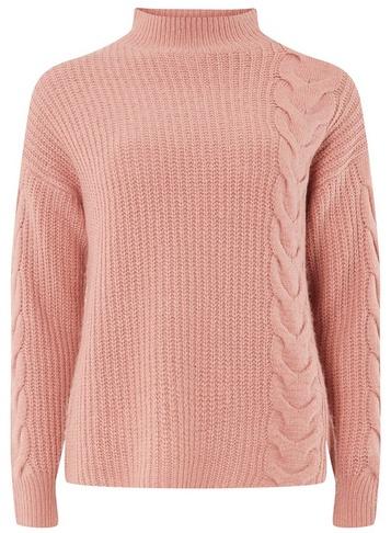 Dorothy Perkins Pink High Neck Cable Jumper