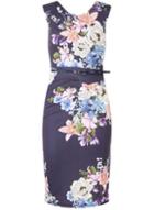 Dorothy Perkins *scarlett B Navy 'anna' Bodycon Dress With Belt