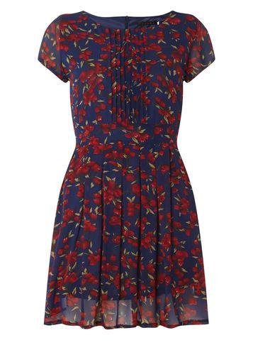 Dorothy Perkins *tenki Blue Floral Skater Dress