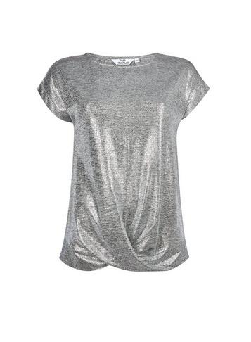 Dorothy Perkins *tall Silver Twist Hem Top