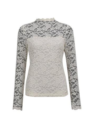 Dorothy Perkins Cream Lace Scallop High Neck Top