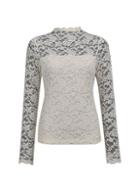 Dorothy Perkins Cream Lace Scallop High Neck Top