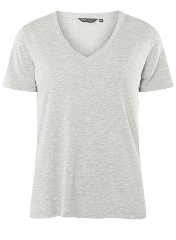 Dorothy Perkins Grey V-neck T-shirt