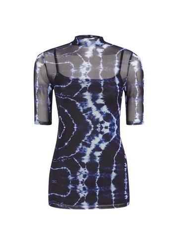 Dorothy Perkins *tall Blue Tie Dye Mesh T-shirt