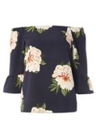 Dorothy Perkins Navy Floral Bardot Top