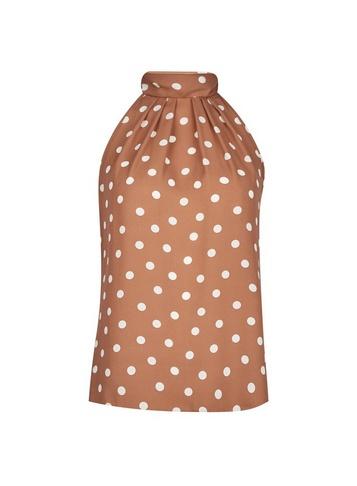 Dorothy Perkins Petite Camel Spot Print Halter Neck Top