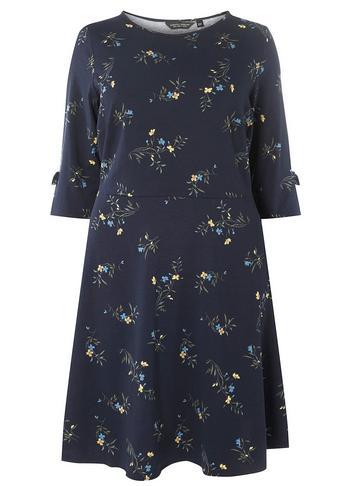 Dorothy Perkins *dp Curve Navy Bow Sleeve Fit And Flare Dress