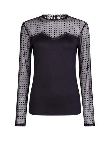 Dorothy Perkins *tall Black Spot Mesh Flock Top